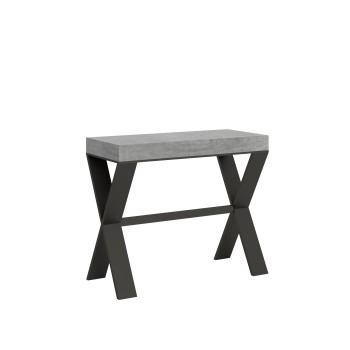 Console Xenia structure Anthracite - Console extensible 90x40/196 cm Xenia Small Frêne Blanc structure Anthracite