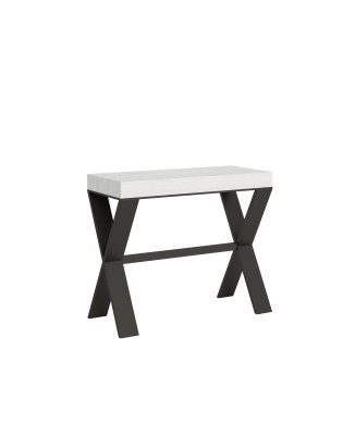 Console Xenia structure Anthracite - Console extensible 90x40/196 cm Xenia Small Frêne Blanc structure Anthracite