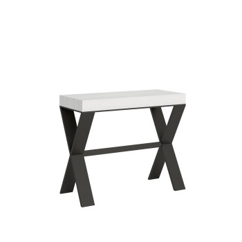 Console Xenia structure Anthracite - Console extensible 90x40/196 cm Xenia Small Frêne Blanc structure Anthracite