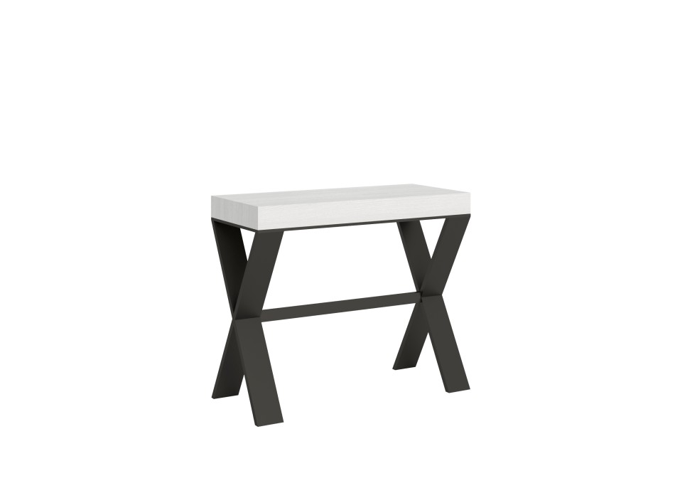 Console Xenia structure Anthracite - Console extensible 90x40/196 cm Xenia Small Frêne Blanc structure Anthracite