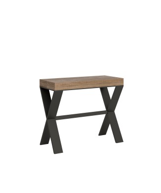 Console Xenia avec structure Anthracite - Console extensible 90x40/196 cm Xenia Small Premium Oak Natura avec structure Anthracite