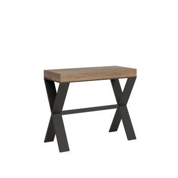 Console Xenia avec structure Anthracite - Console extensible 90x40/196 cm Xenia Small Premium Oak Natura avec structure Anthracite