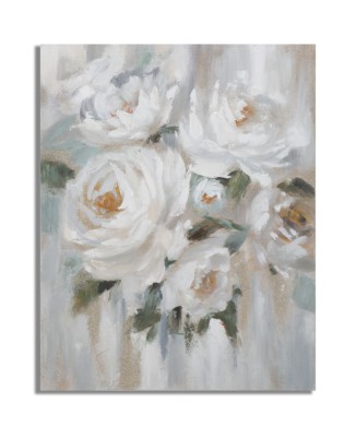 PEINTURE SUR TOILE FLEUR CRÈME