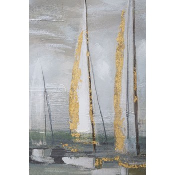 TABLEAU SUR TOILE BATEAU OR