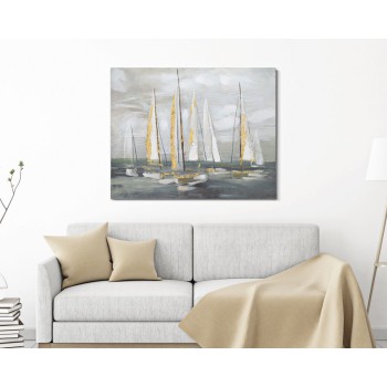 TABLEAU SUR TOILE BATEAU OR