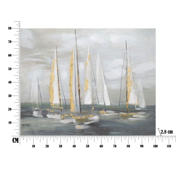 TABLEAU SUR TOILE BATEAU OR