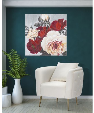 TABLEAU SUR TOILE CARRÉ FLEUR ROUGE