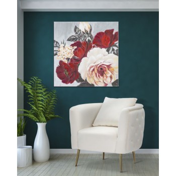 TABLEAU SUR TOILE CARRÉ FLEUR ROUGE