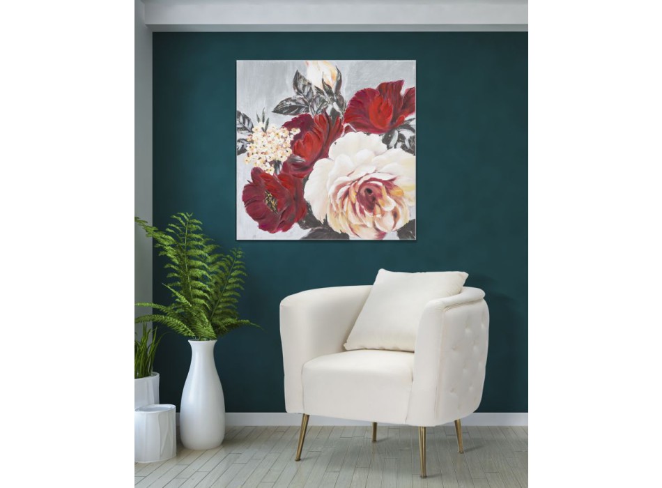 TABLEAU SUR TOILE CARRÉ FLEUR ROUGE