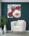 PEINT SUR TOILE FLEUR ROUGE CARRE