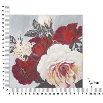 TABLEAU SUR TOILE CARRÉ FLEUR ROUGE