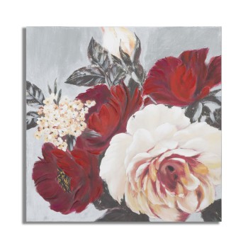 TABLEAU SUR TOILE CARRÉ FLEUR ROUGE