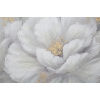 PEINT SUR TOILE FLEUR BLANCHE/OR