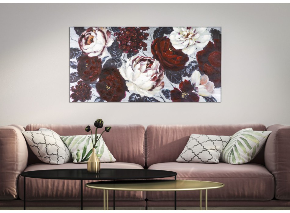 PEINTURE SUR TOILE FLEUR BLANC/ROUGE DARKBACK