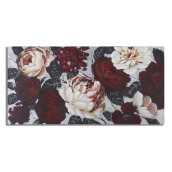 TABLEAU SUR TOILE FLEUR BLANC/ROUGE BACK LIGHT 150X3,8X76