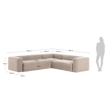 Divano ad angolo Blok 5 posti beige 320 x 290 cm /