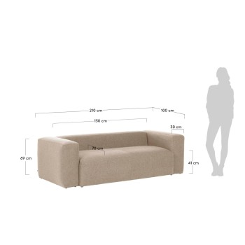 Divano Blok 2 posti beige 210 cm