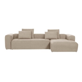 Divano Blok 4 posti chaise longue destra beige 330 cm