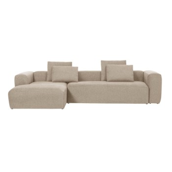 Divano Blok 4 posti chaise longue sinistra beige 330 cm