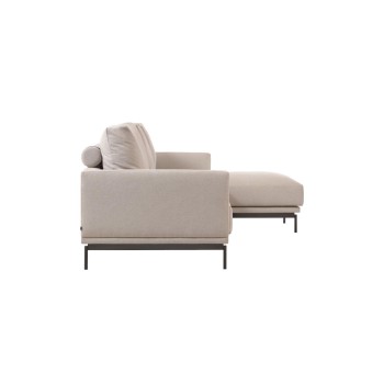 Divano Galene 3 posti con chaise longue destro beige 254 cm