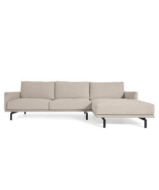 Divano Galene 3 posti con chaise longue destro beige 254 cm