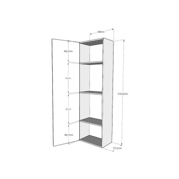 Isoka Elements - Base colonne sur pied L.60 H.210.3 P.39.2 gauche-droite Chêne naturel