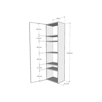 Isoka Elements - Base colonne sur pied L.60 H.210.3 P.39.2 gauche-droite Chêne naturel