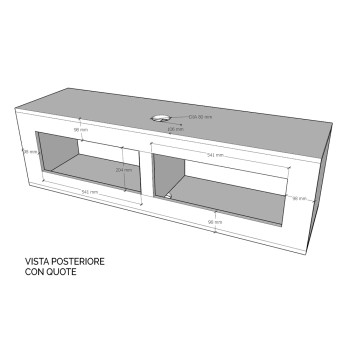 Isoka Elements - Base TV Flap avec presse-étoupe L.133.6 H.40 P.39.2 avec pieds Chêne Nature