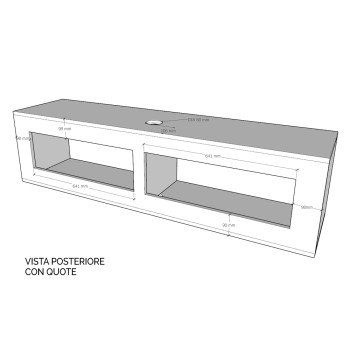 Isoka Elements - Base TV Flap avec presse-étoupe L.153.6 H.40 P.39.2 avec pieds Chêne Nature