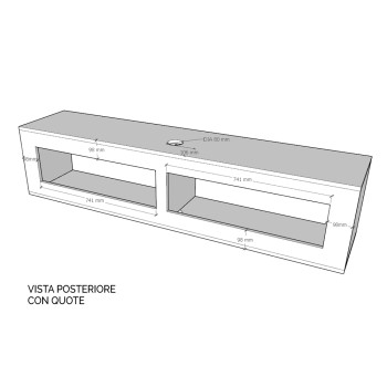 Isoka Elements - Base TV Flap avec presse-étoupe L.173.6 H.40 P.39.2 avec pieds Chêne Nature