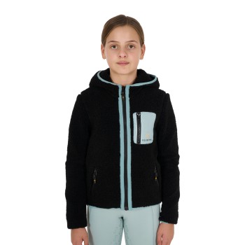 SWEAT-SHIRT FILLE EN POLAIRE BOUCLÉE AVEC ZIP SUR LE DEVANT