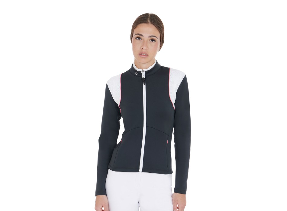 SWEAT-SHIRT FEMME EN TISSU TECHNIQUE AVEC INSERTS PERFORÉS