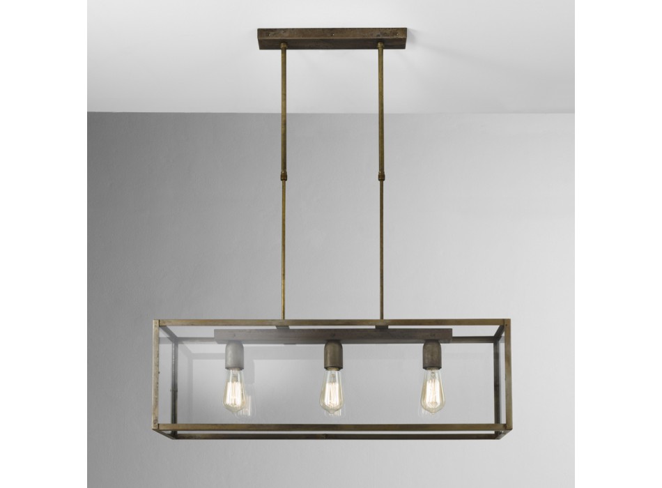 Lampe à suspension en fer et verre LONDON 205.04.FF IL FANALE