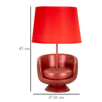 LAMPE DE CHEVET ROUGE MIDCENTURY