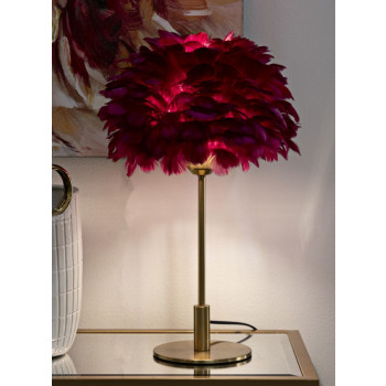 LAMPE DE TABLE PLUME BOULE BORDEAUX