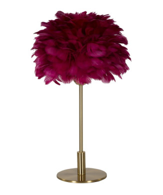 LAMPE DE TABLE PLUME BOULE BORDEAUX