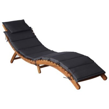 Chaise longue en bois d'acacia marron massif