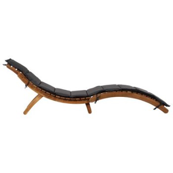 Chaise longue en bois d'acacia marron massif