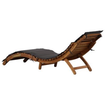 Chaise longue en bois d'acacia marron massif