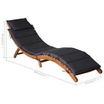 Chaise longue en bois d'acacia marron massif