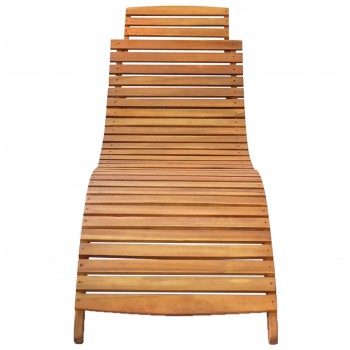 Chaise longue en bois d'acacia marron massif