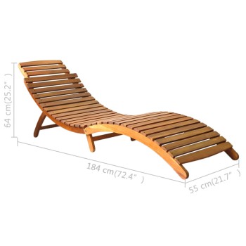 Chaise longue en bois d'acacia marron massif