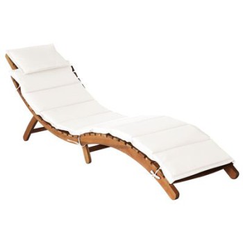 Chaise longue en bois d'acacia marron massif