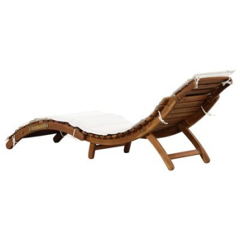 Chaise longue en bois d'acacia marron massif