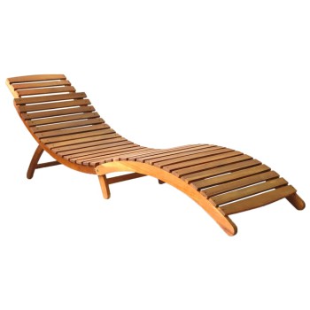 Chaise longue en bois d'acacia marron massif