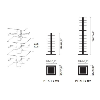 BIBLIOTHÈQUE VERTICALE PTOLOMEO X4 KIT B 197 OPINION CIATTI