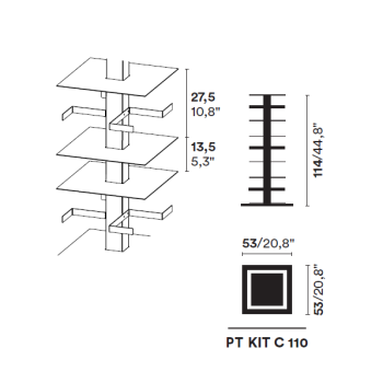 BIBLIOTHÈQUE VERTICALE PTOLOMEO X4 KIT C 110 OPINION CIATTI