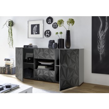 Buffet 2 portes 2 tiroirs PRISMA coloris noir