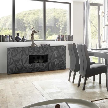 Buffet 2 portes 2 tiroirs PRISMA coloris noir