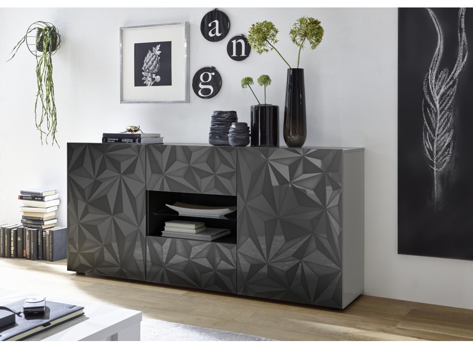 Buffet 2 portes 2 tiroirs PRISMA coloris noir